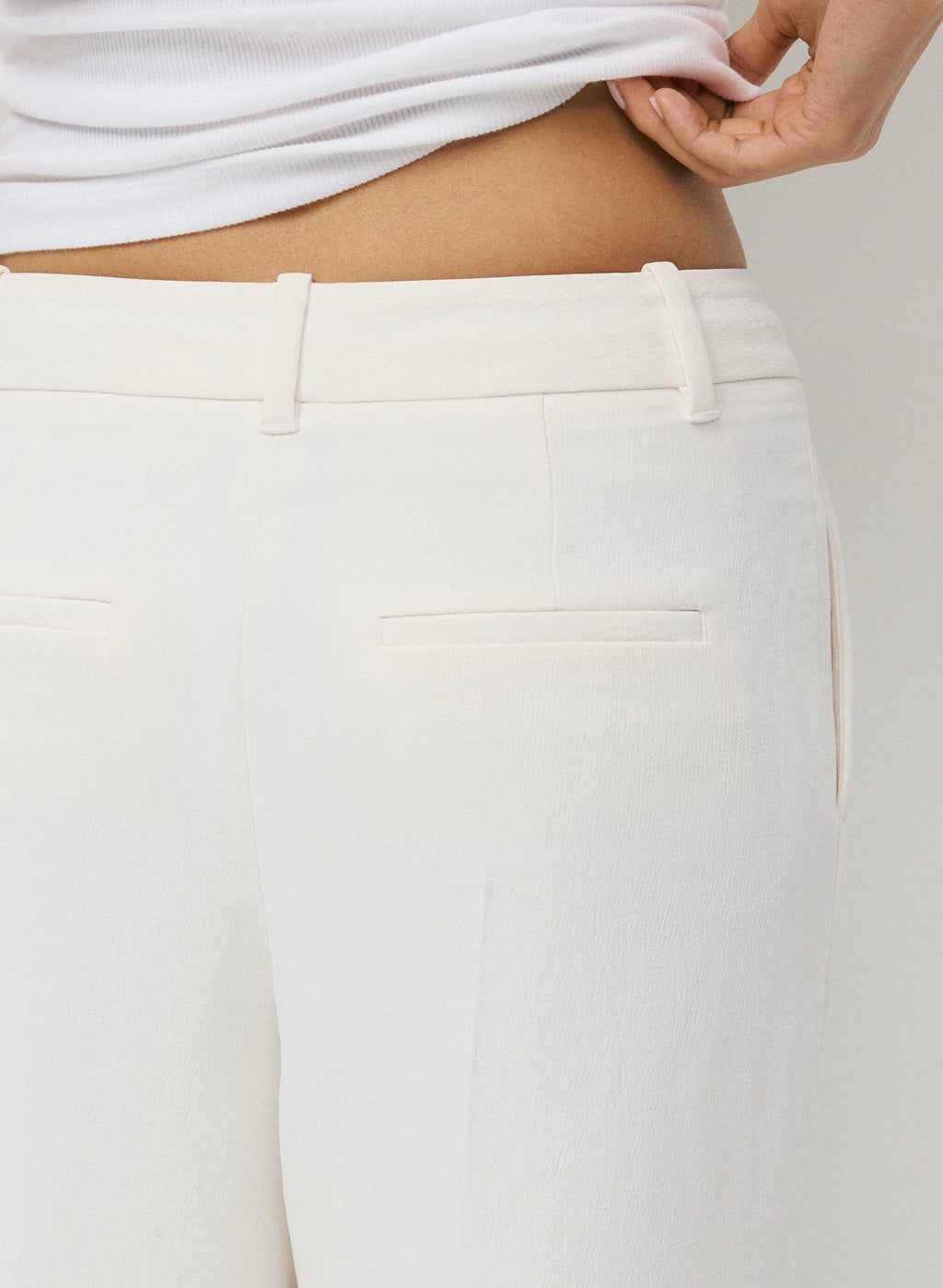 High-Rise Wide-Leg Crepe Trousers - Sand