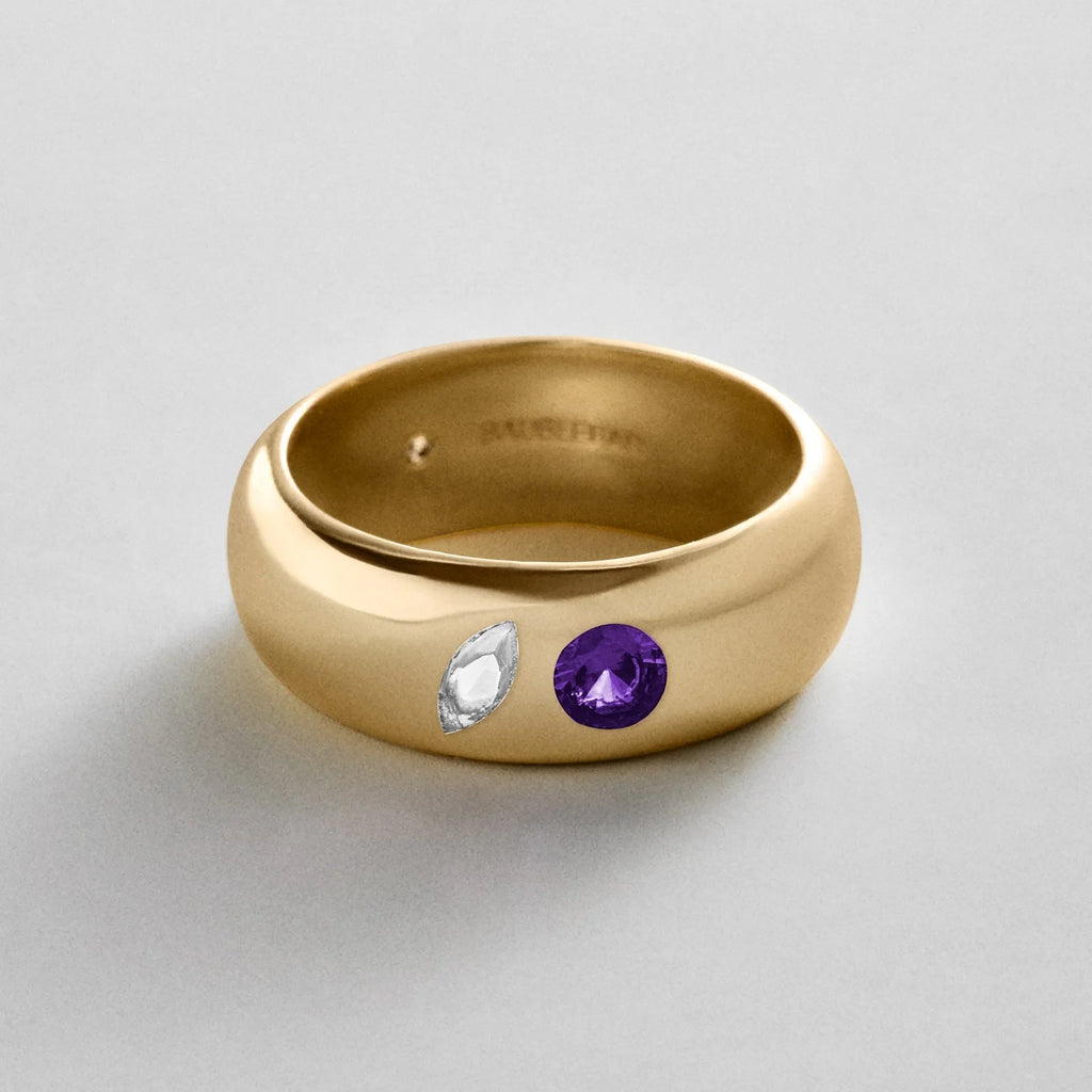 Custom Two-Stone Gold-Plated Band Ring