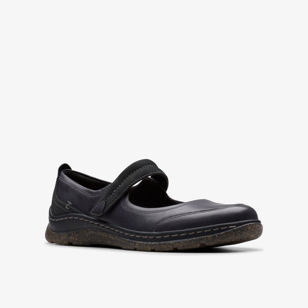Women's Leather Mary Jane Flat - Black