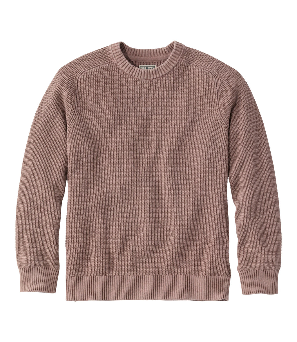 Men's Textured Cotton Crewneck Sweater - Sienna