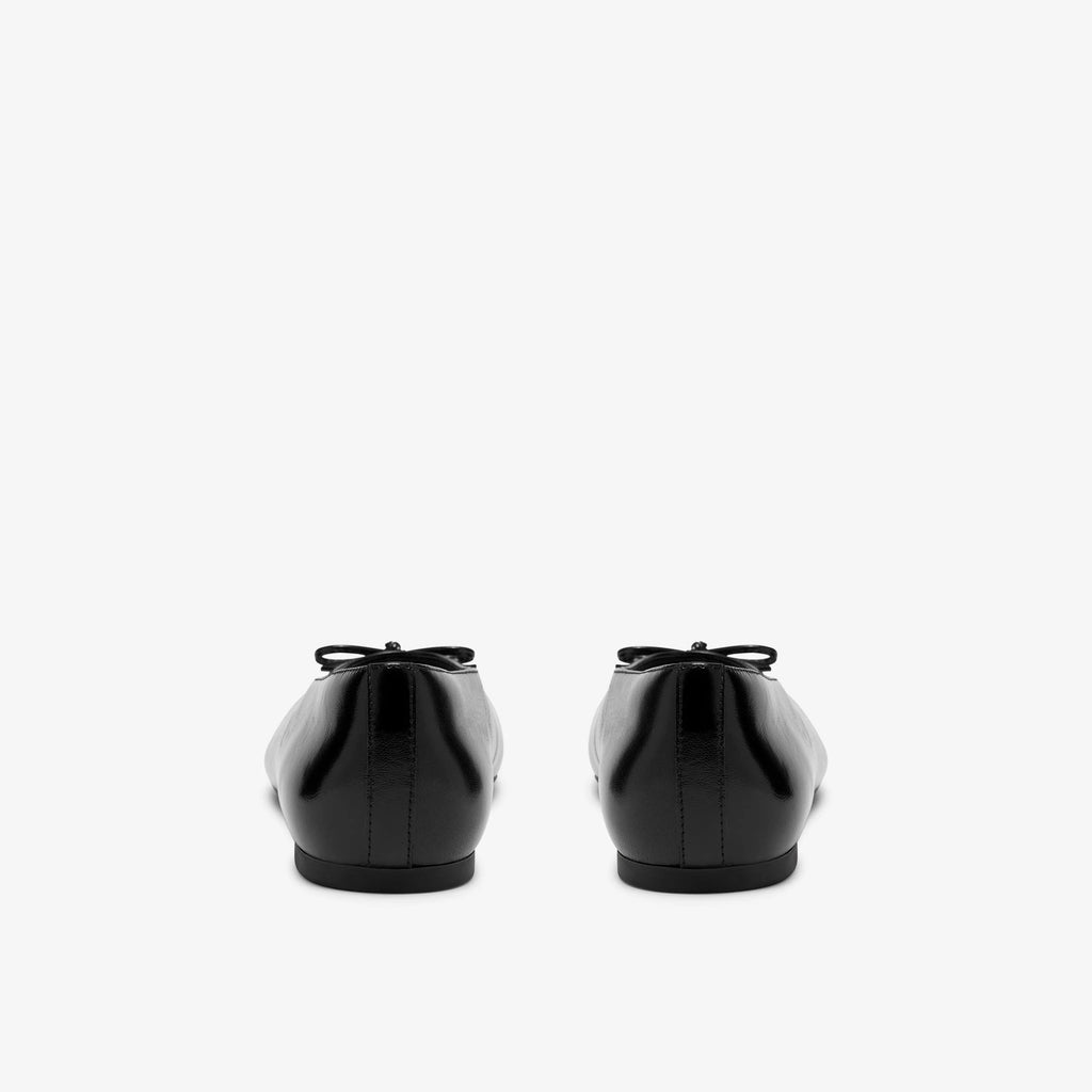 Women's Leather Square Toe Ballet Flat - Black
