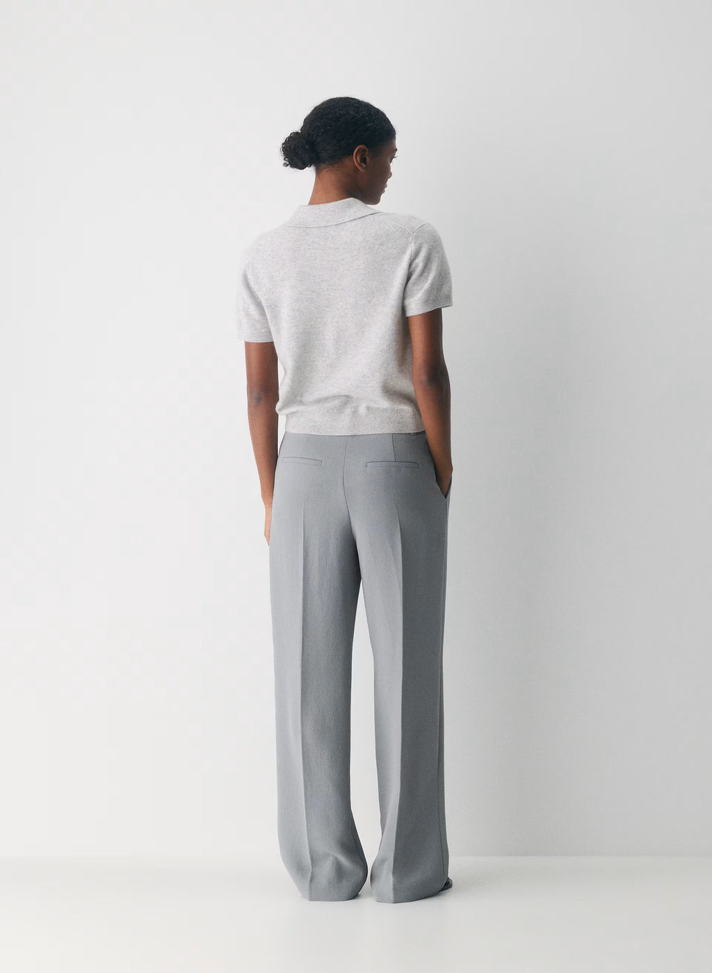 High-Rise Wide-Leg Crepe Trousers - Sand