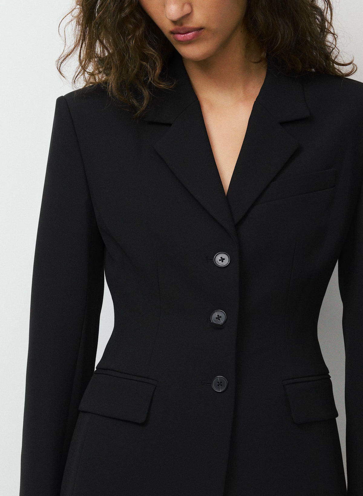 Single-Breasted Stretch Blazer - Brown Check