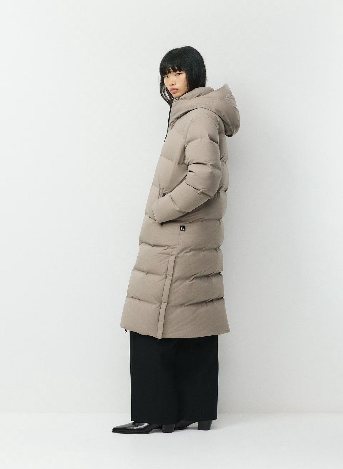 Waterproof Long Down Puffer Coat - Gray