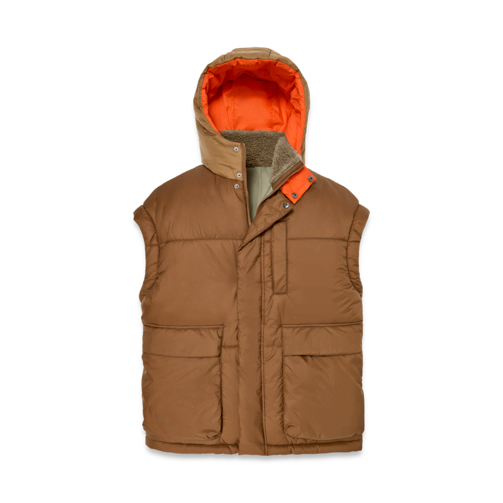 Convertible Reversible Puffer Coat - Brown Green