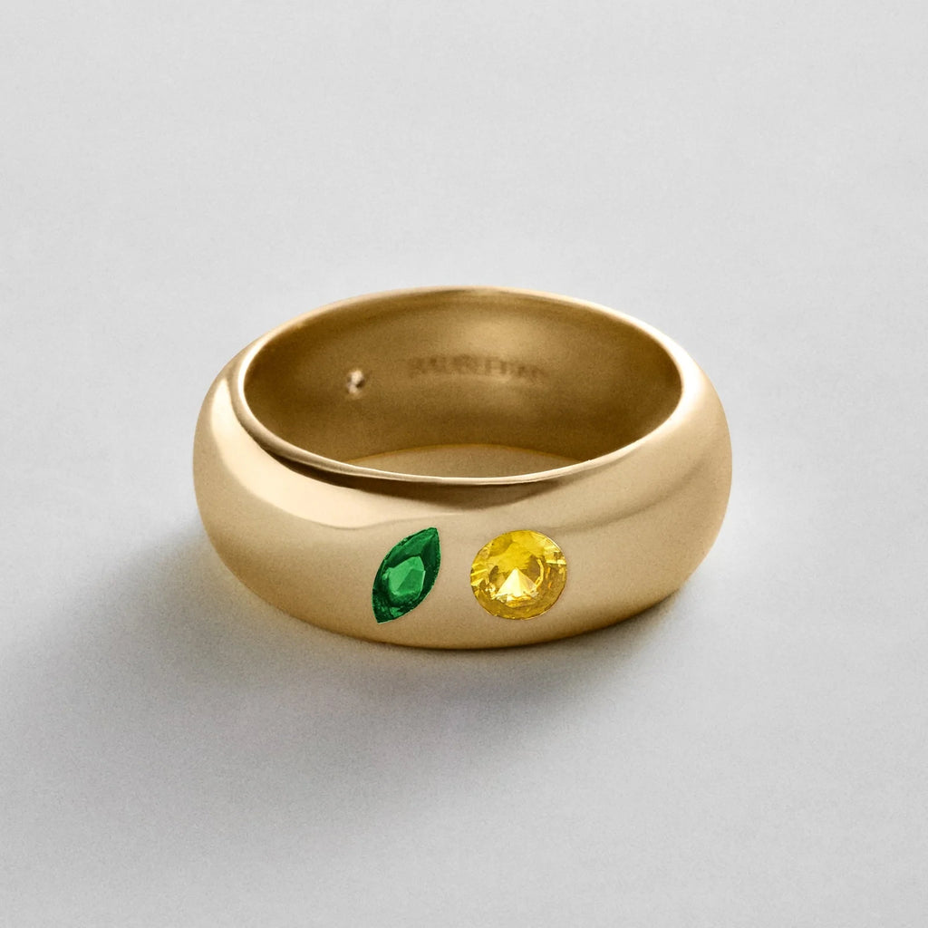 Custom Two-Stone Gold-Plated Band Ring