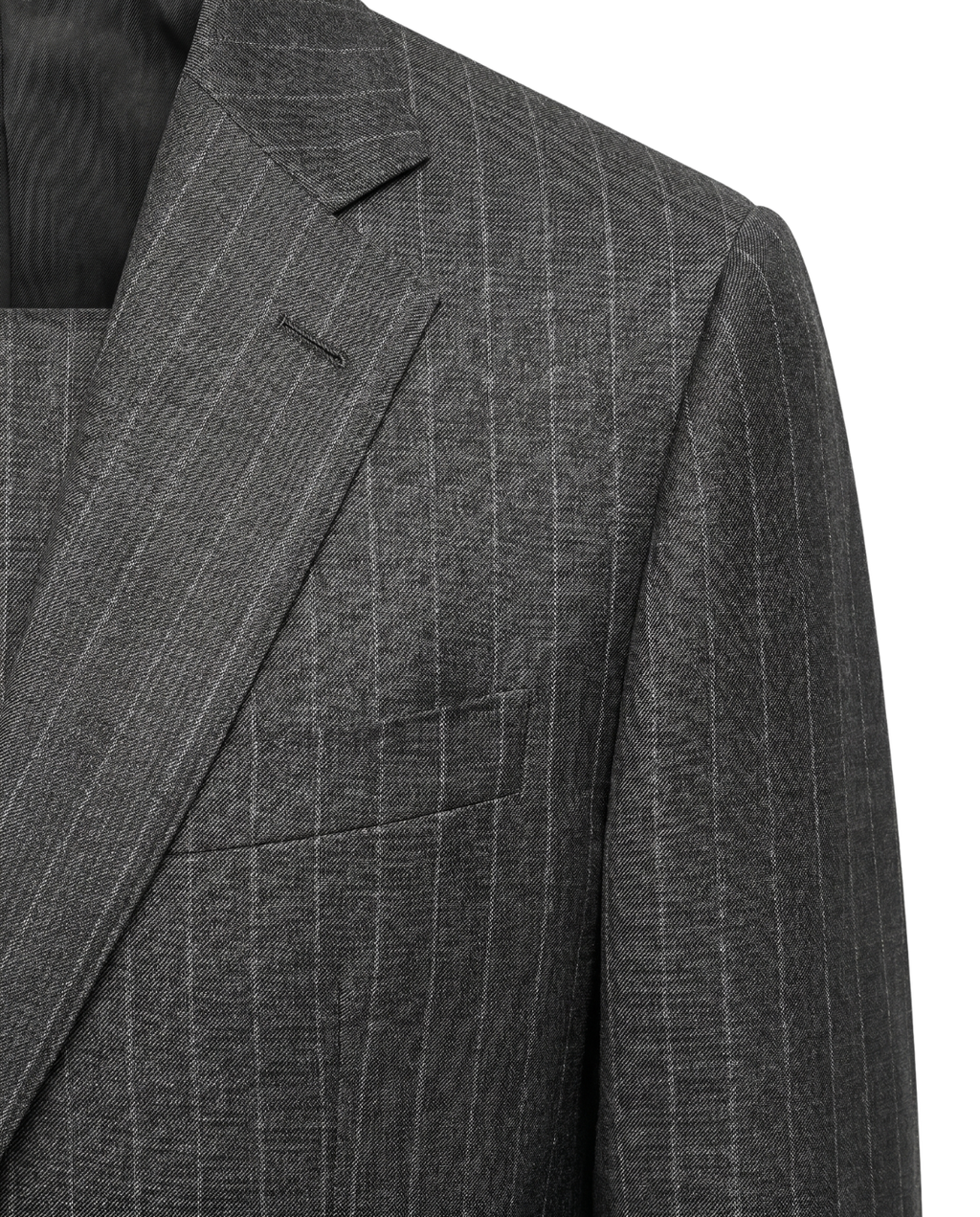 Men's Charcoal Gray Pinstriped Classic Fit Wool 2-Button Suit