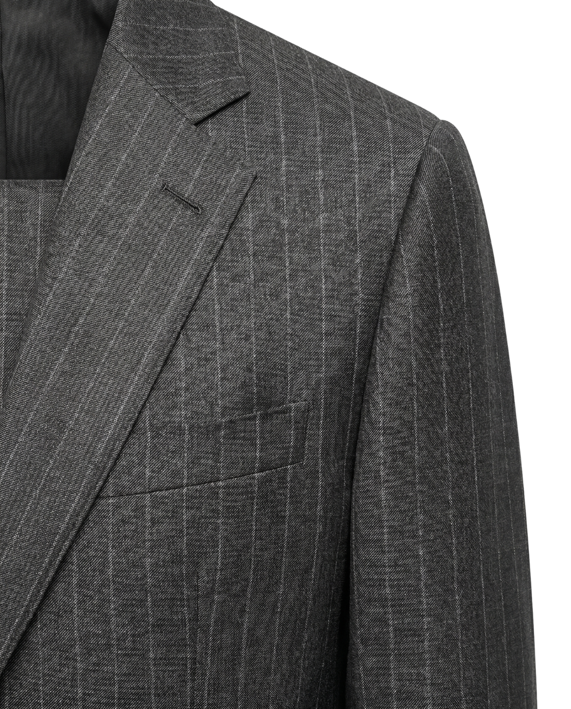 Men's Charcoal Gray Pinstriped Slim Fit Wool 2-Button Suit