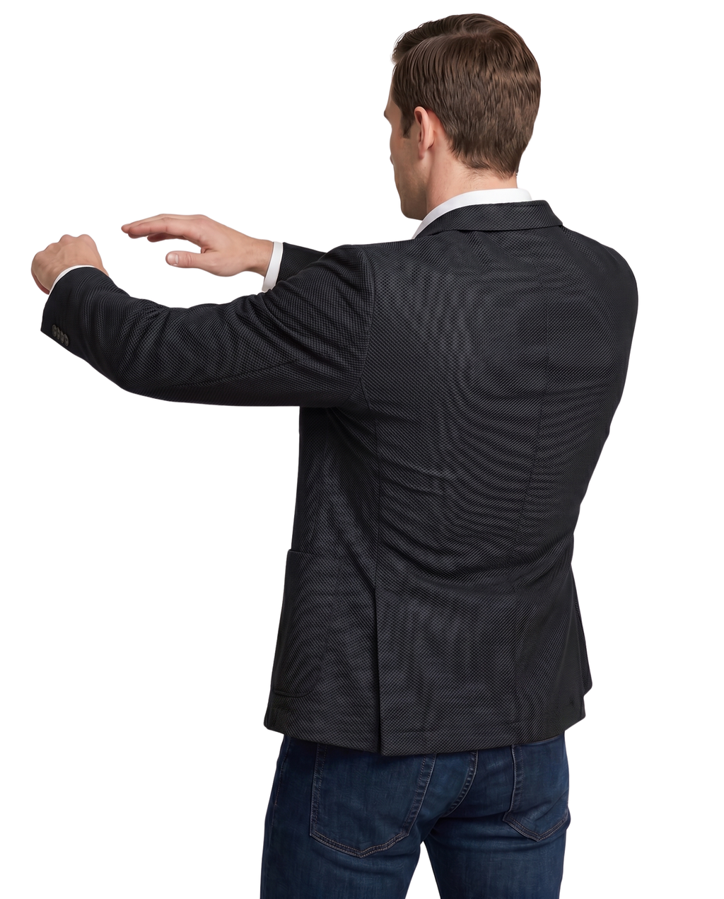 Men's Black Technical Weave Slim Fit 4 Way Stretch Air Blazer