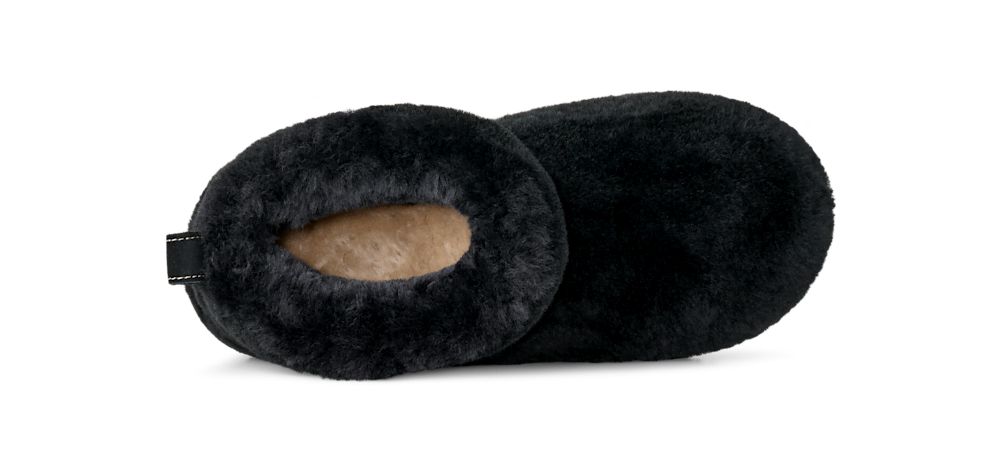 Women's Fluffy Ultra-Short Sheepskin Boot - Black