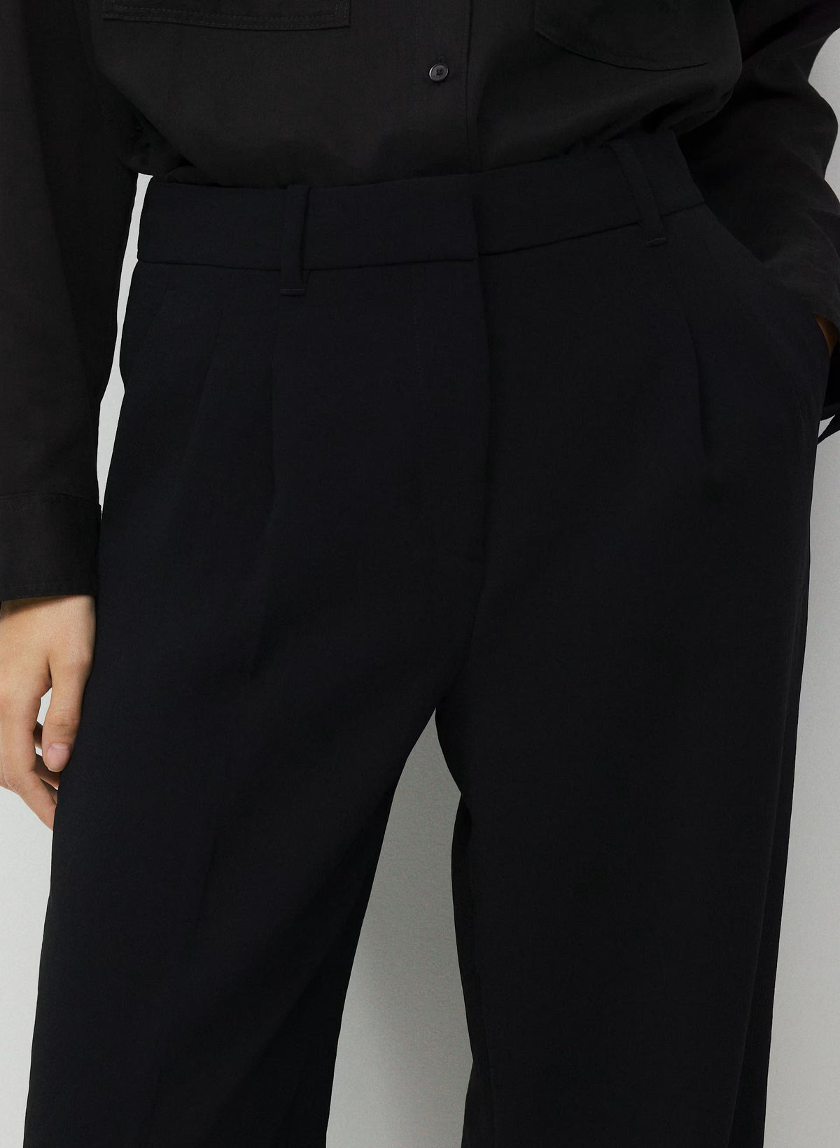 High-Rise Wide-Leg Crepe Trousers - Sand