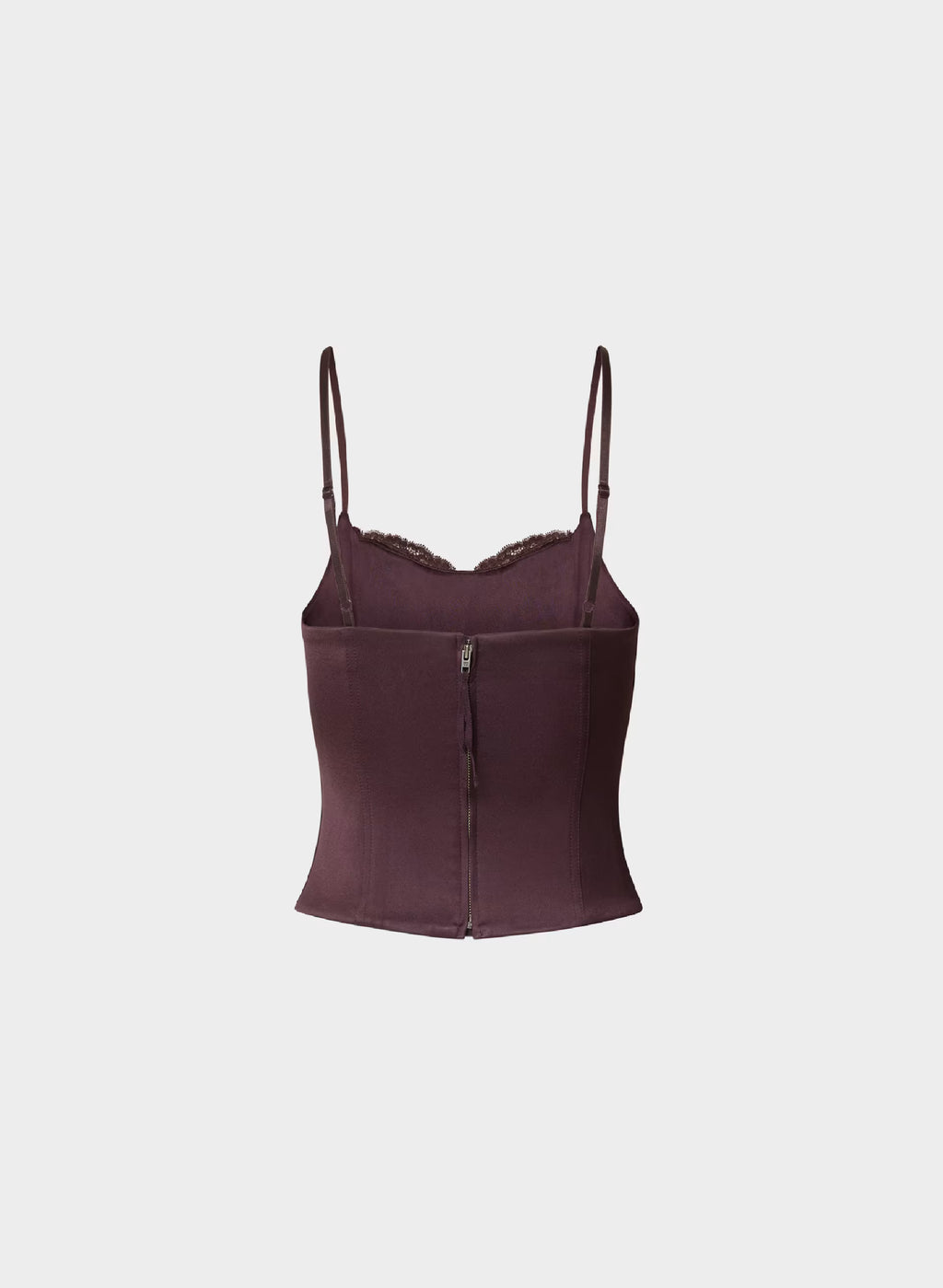 Lace-Trim Stretch Satin Bustier - Plum