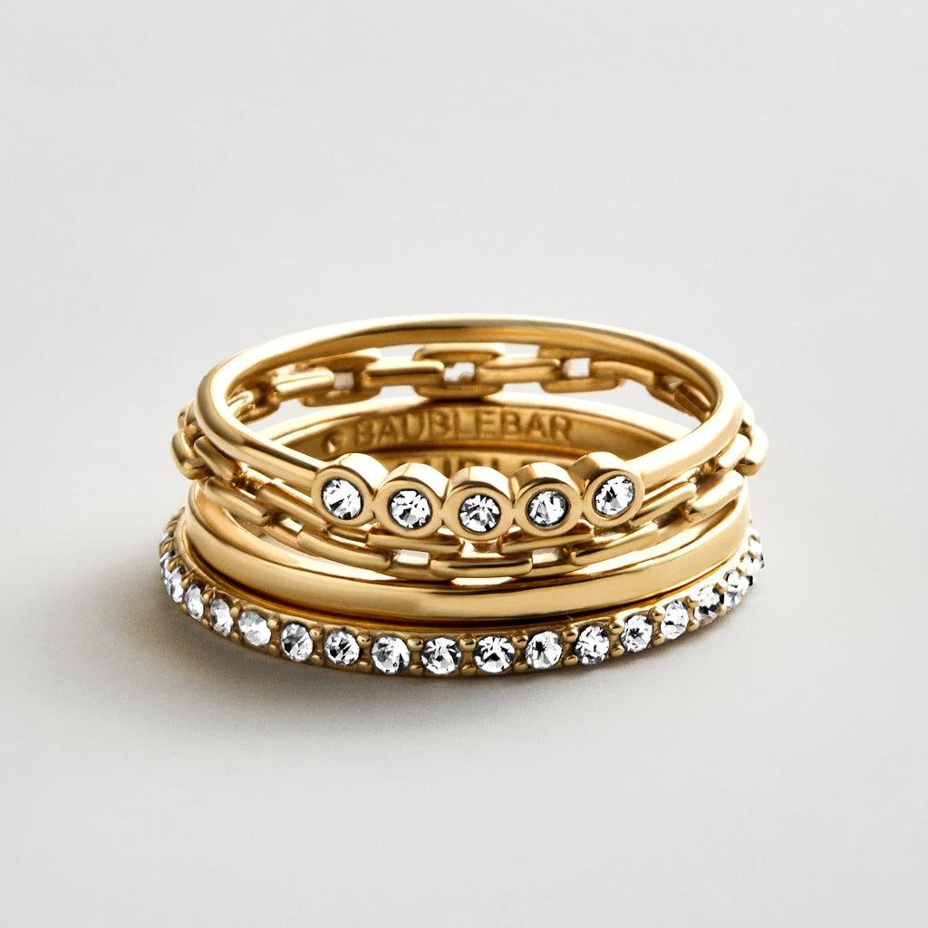 Water-Resistant Gold Tone Ring Set