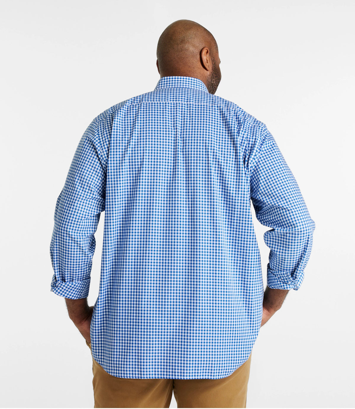 Men's Cotton Check Button-Down Shirt - Light Gold