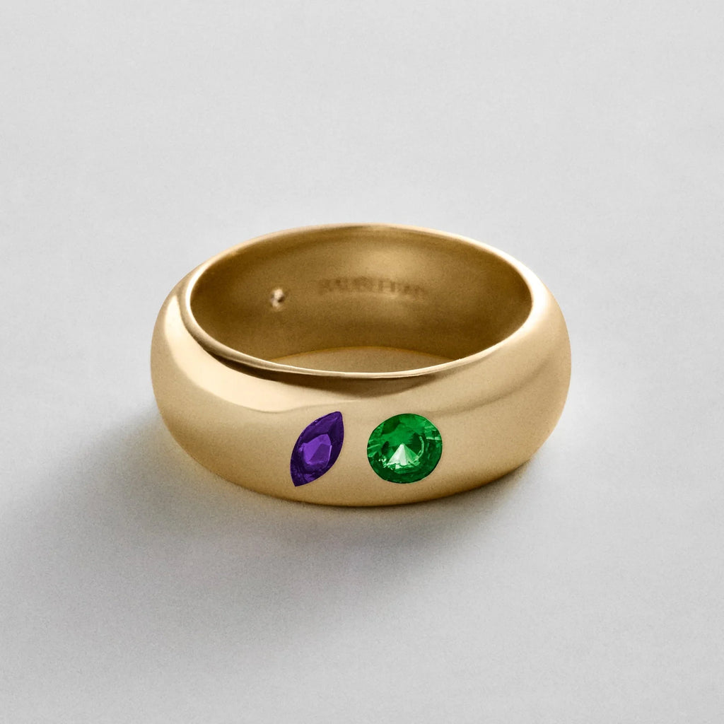 Custom Two-Stone Gold-Plated Band Ring