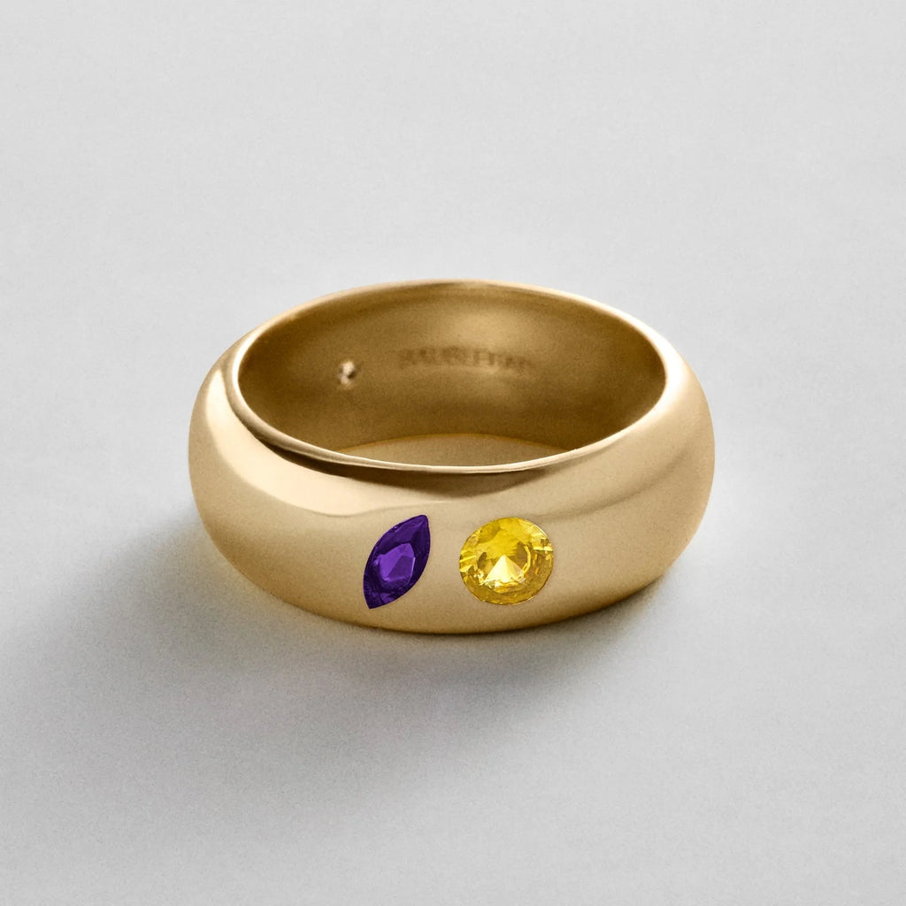 Custom Two-Stone Gold-Plated Band Ring