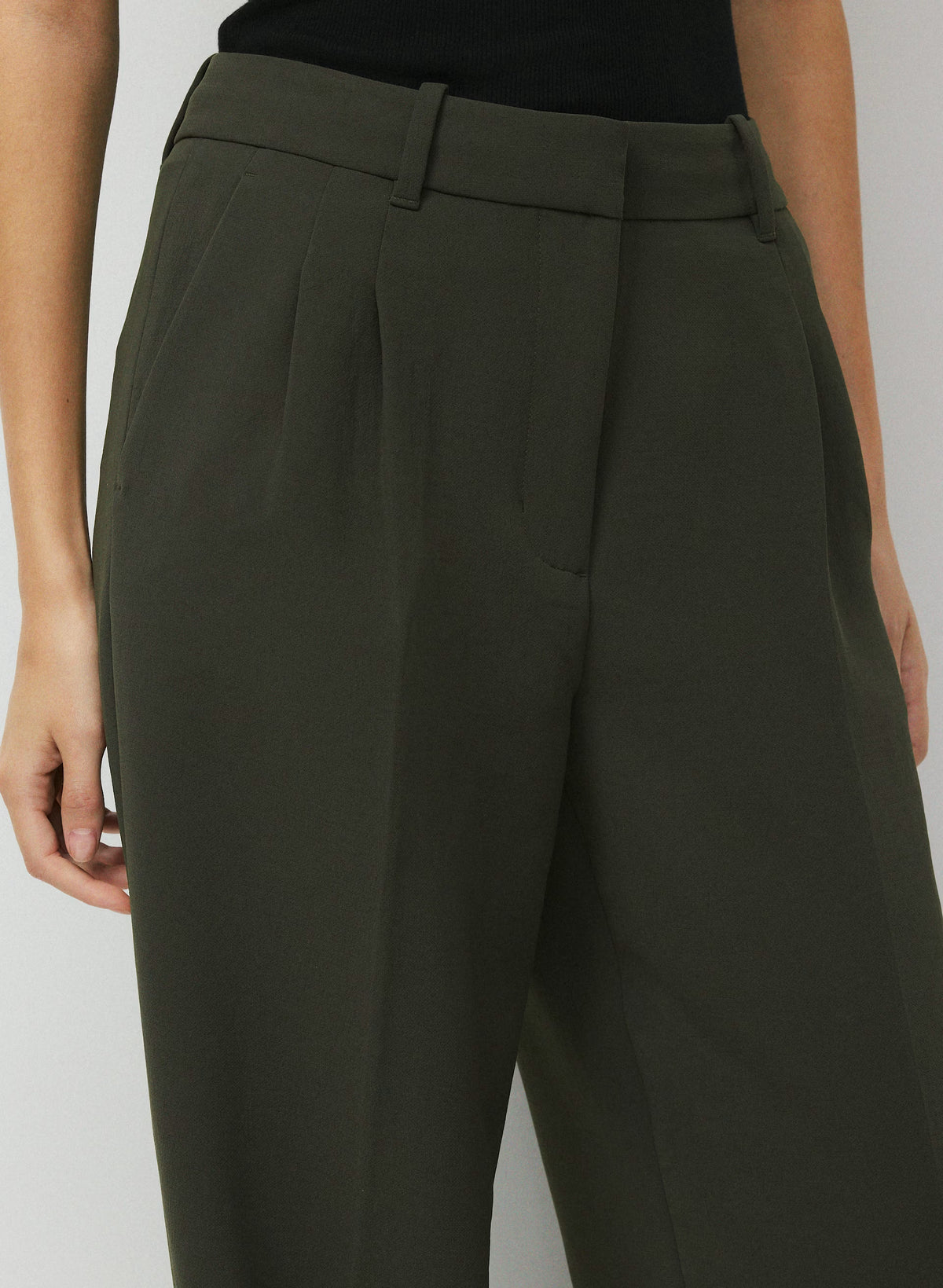 High-Rise Wide-Leg Crepe Trousers - Sand