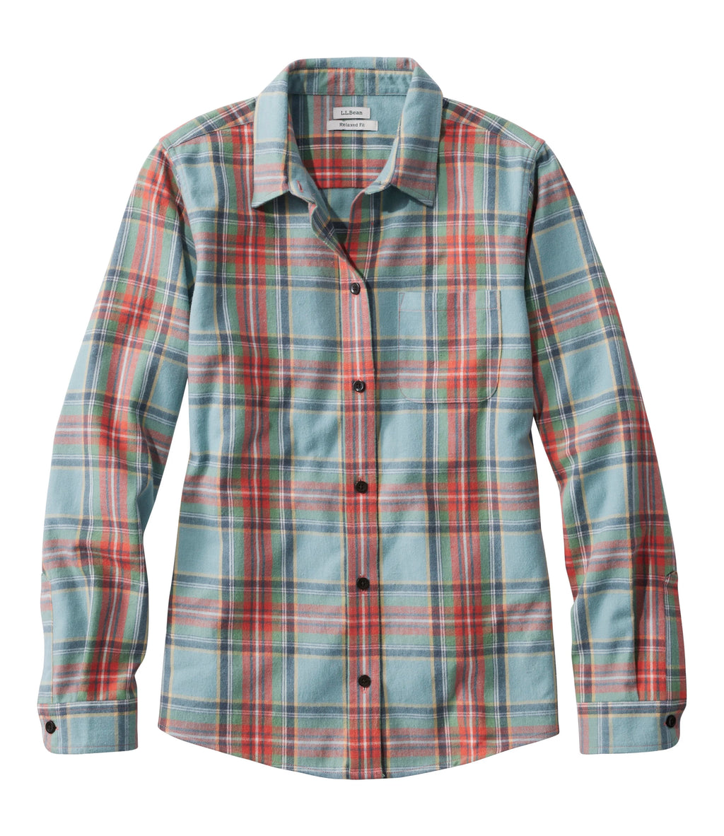 Women's Cotton Flannel Shirt - Indigo Plaid