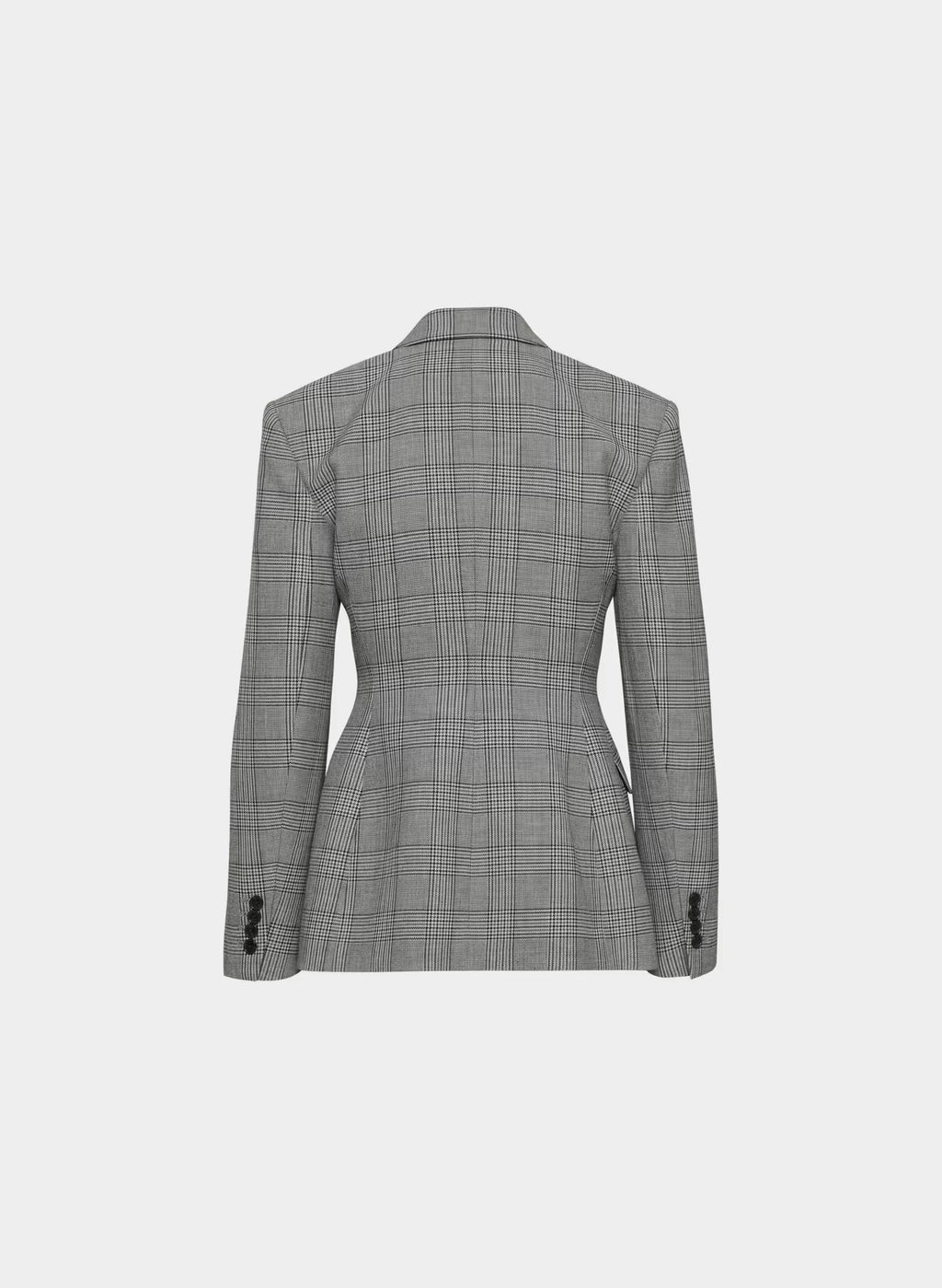 Single-Breasted Stretch Blazer - Brown Check