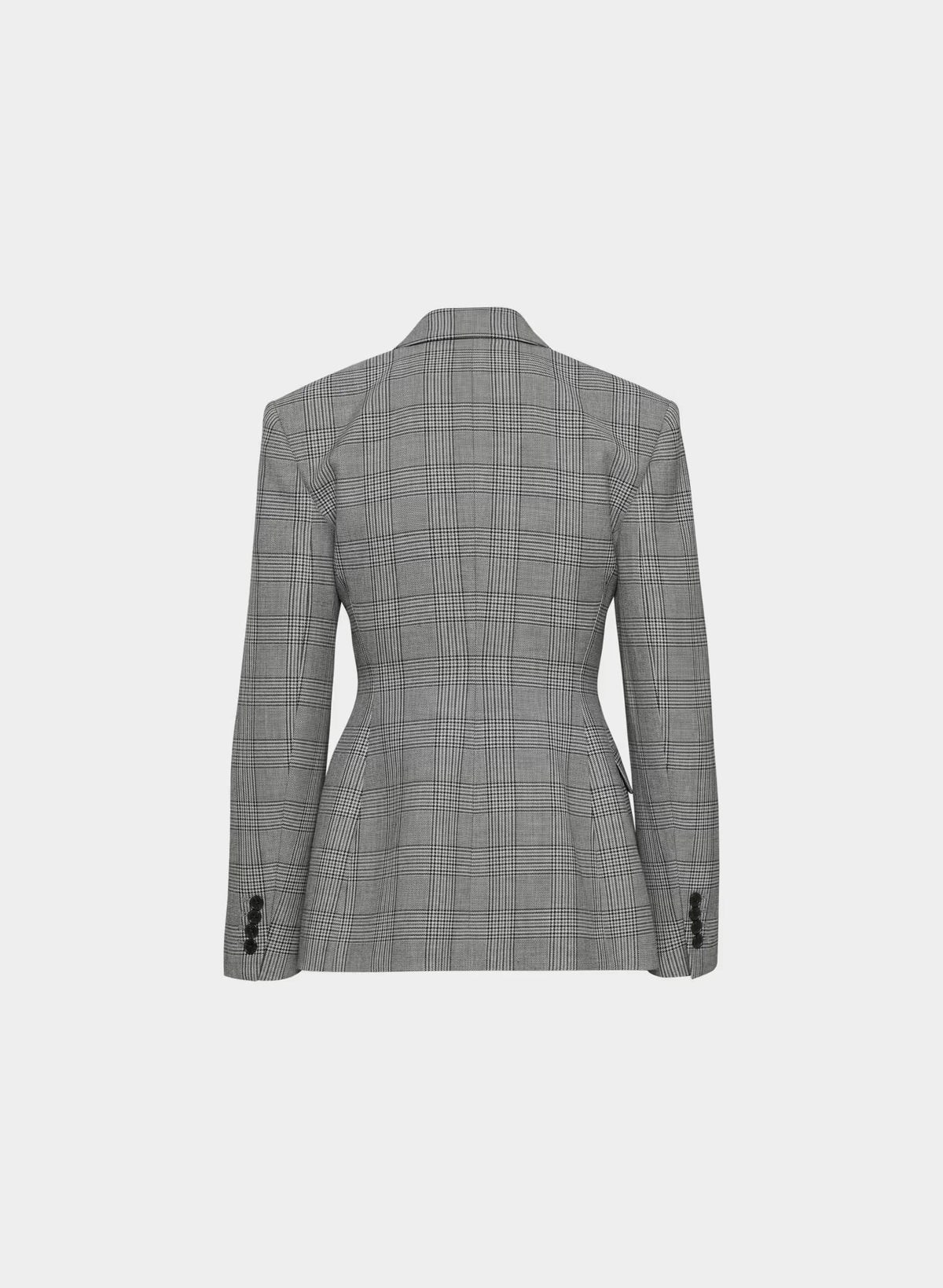 Single-Breasted Stretch Blazer - Brown Check