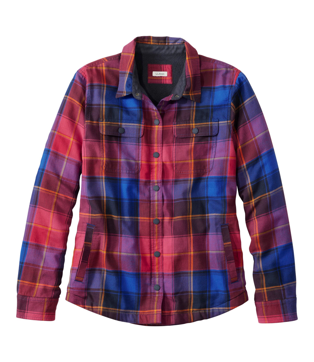 Women's Fleece-Lined Flannel Snap Shirt - Red Plaid