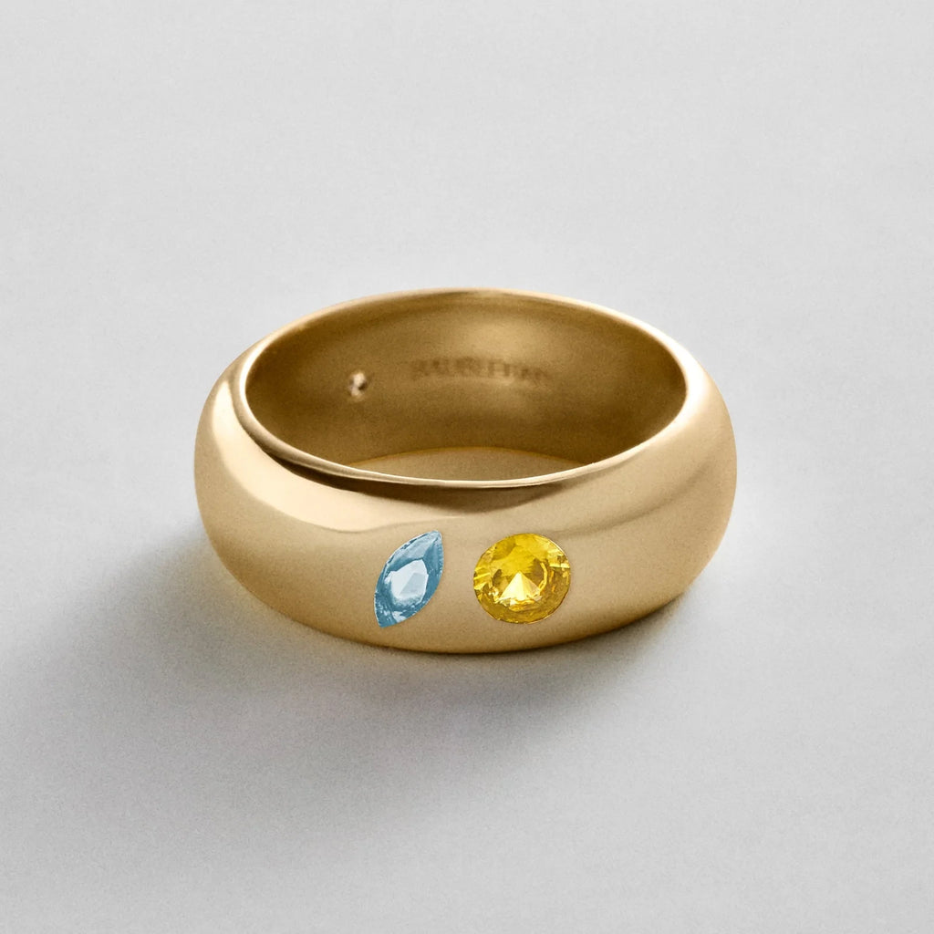 Custom Two-Stone Gold-Plated Band Ring