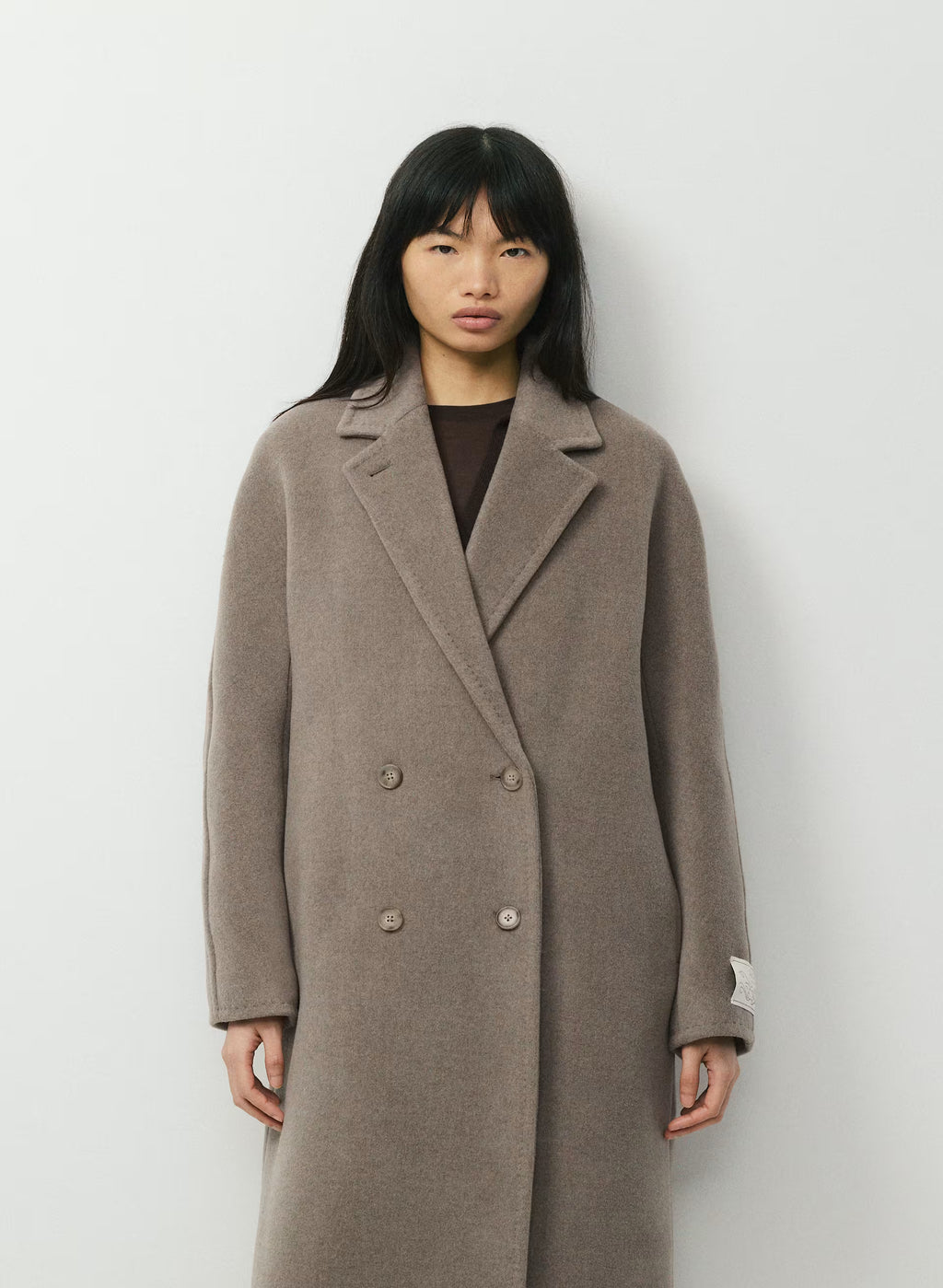 Double-Breasted Wool Cashmere Coat - Herringbone