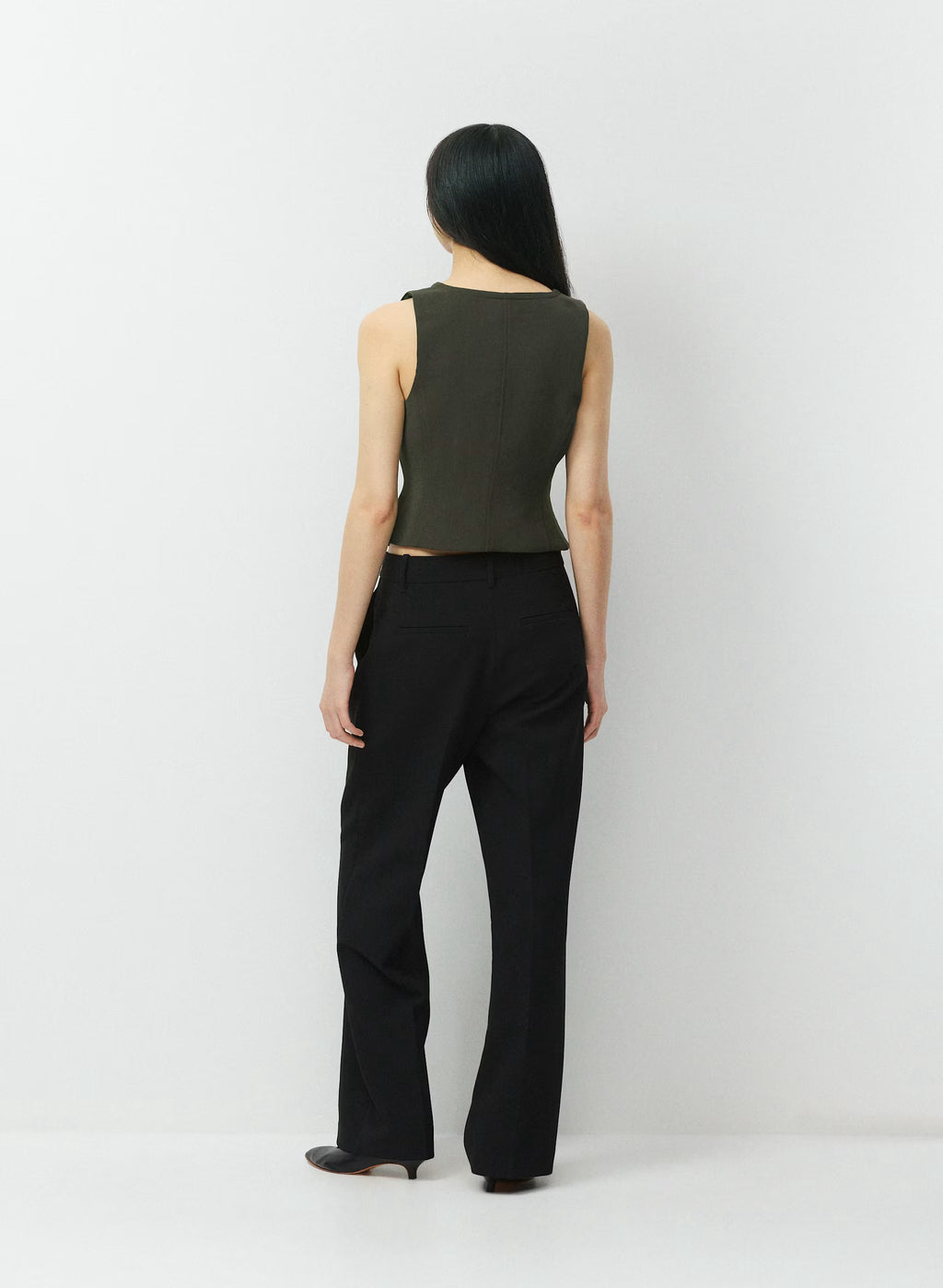 Lined Tailored Suit Vest - Olive