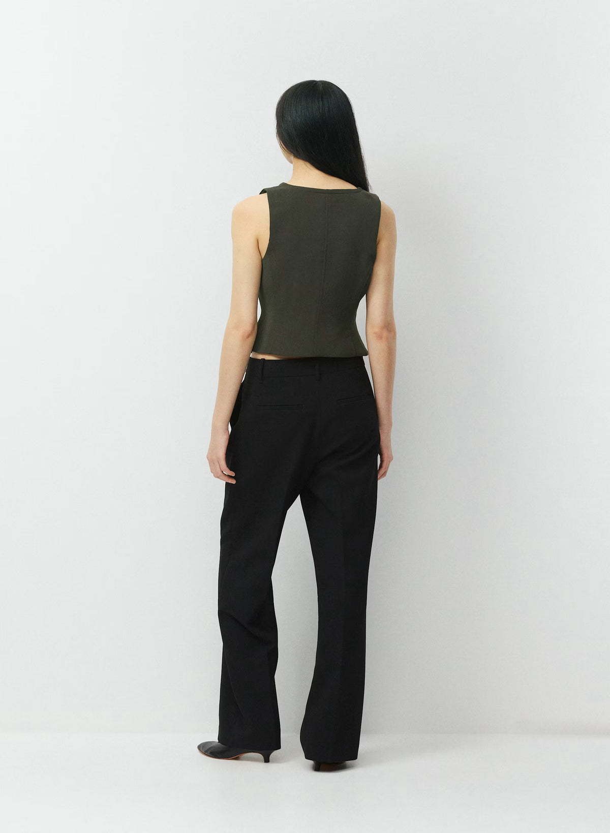 Lined Tailored Suit Vest - Olive