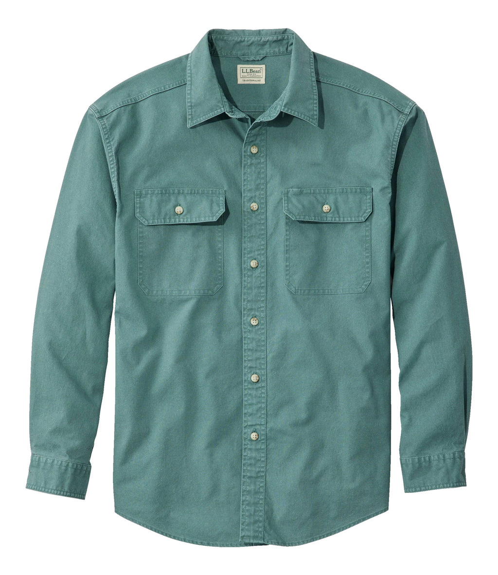Men's Cotton Canvas Button-Down Shirt - Green