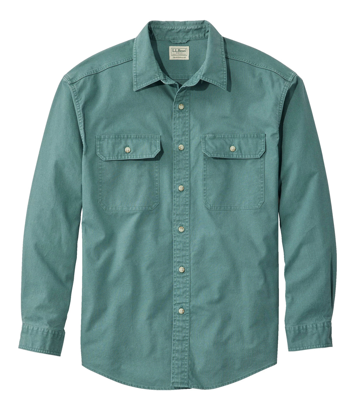 Men's Cotton Canvas Button-Down Shirt - Green