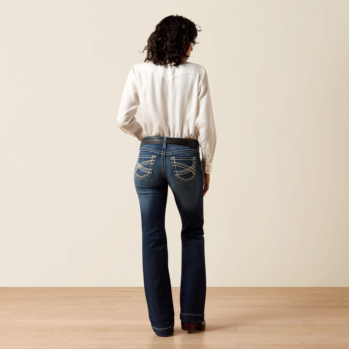 Women's Mid Rise Wide Leg Stretch Jeans - Blue