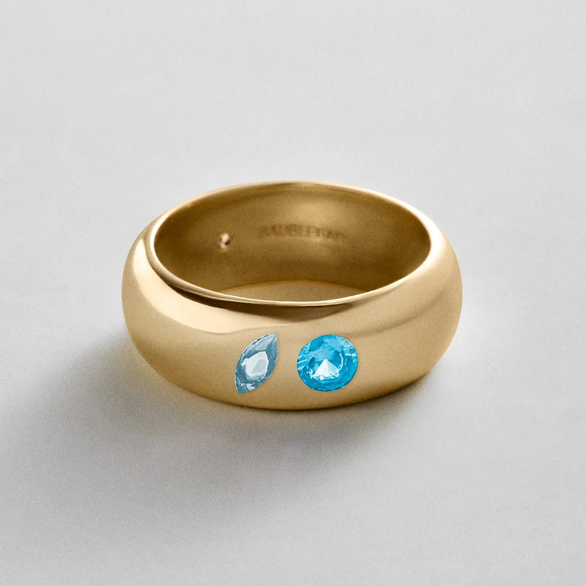 Custom Two-Stone Gold-Plated Band Ring