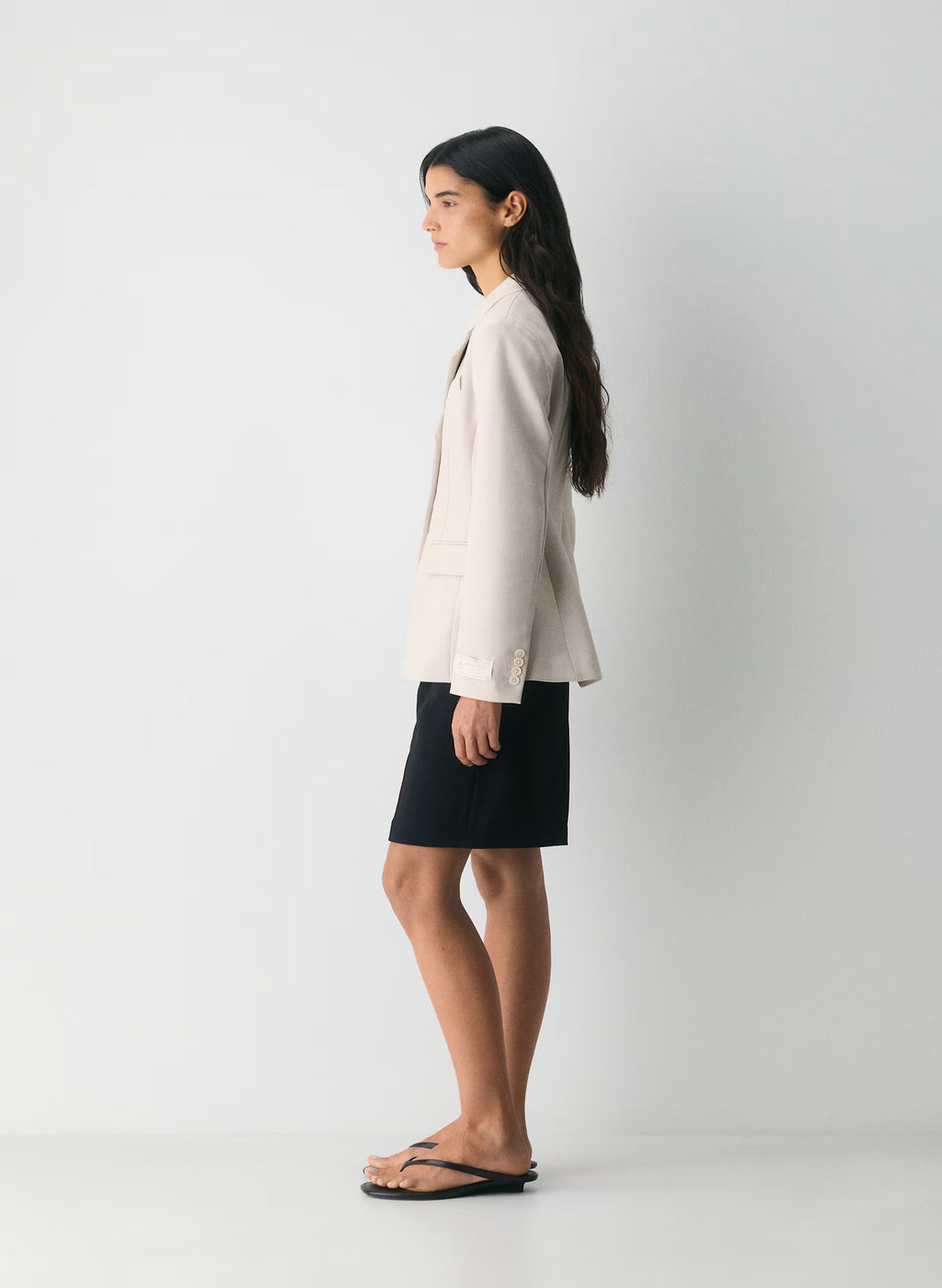 Single-Breasted Stretch Blazer - Brown Check