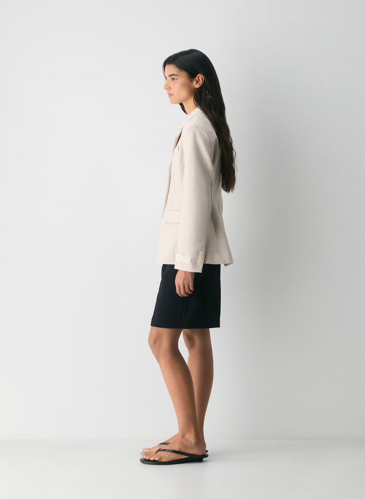 Single-Breasted Stretch Blazer - Brown Check