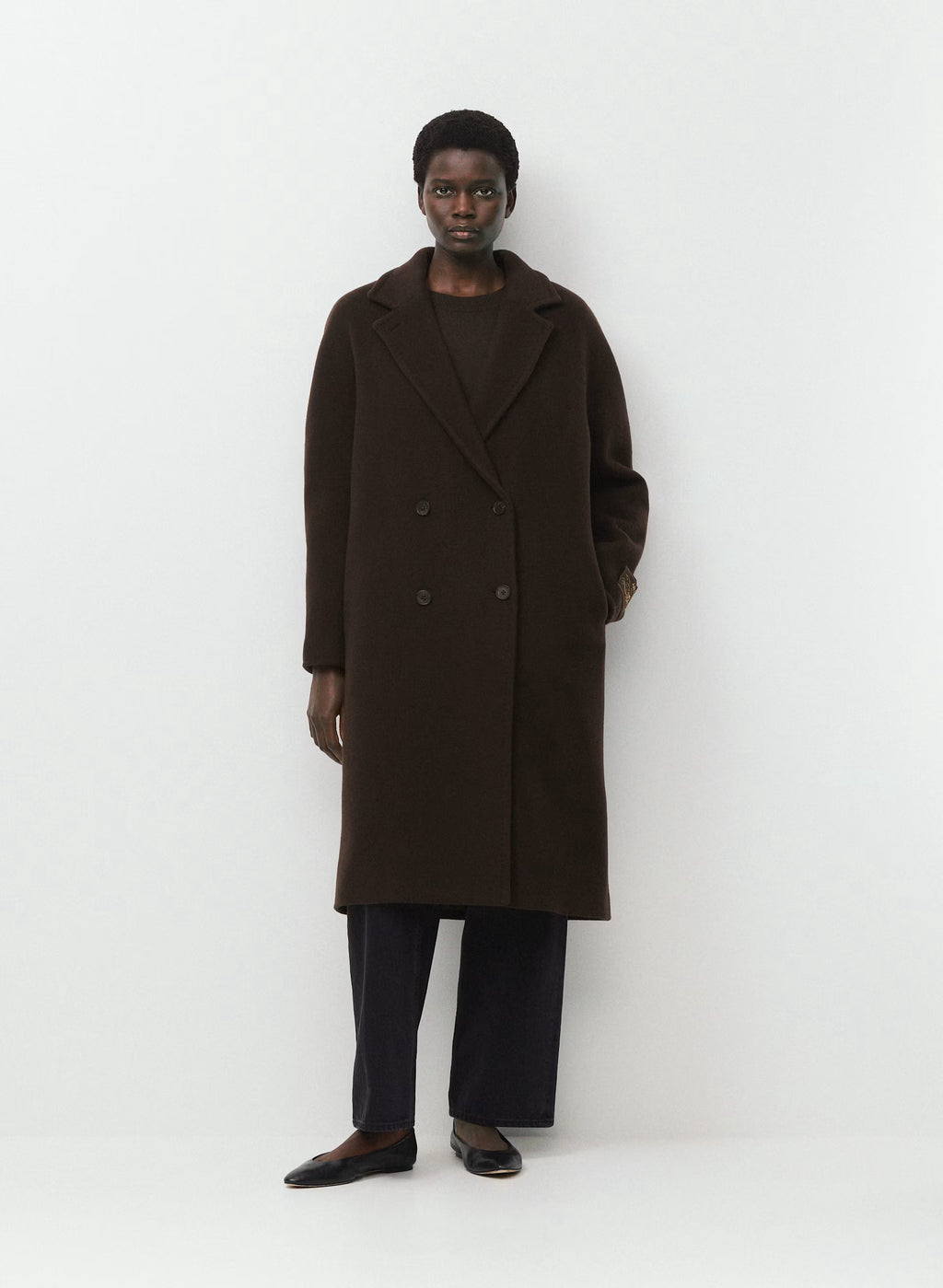 Double-Breasted Wool Cashmere Coat - Herringbone