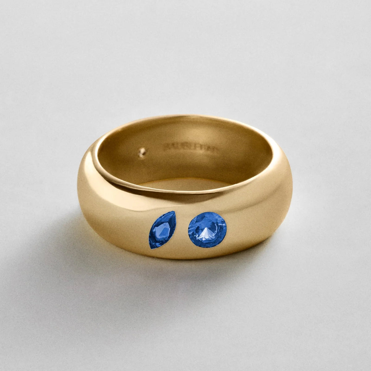Custom Two-Stone Gold-Plated Band Ring