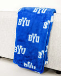 Plush Logo Print Blanket - Blue