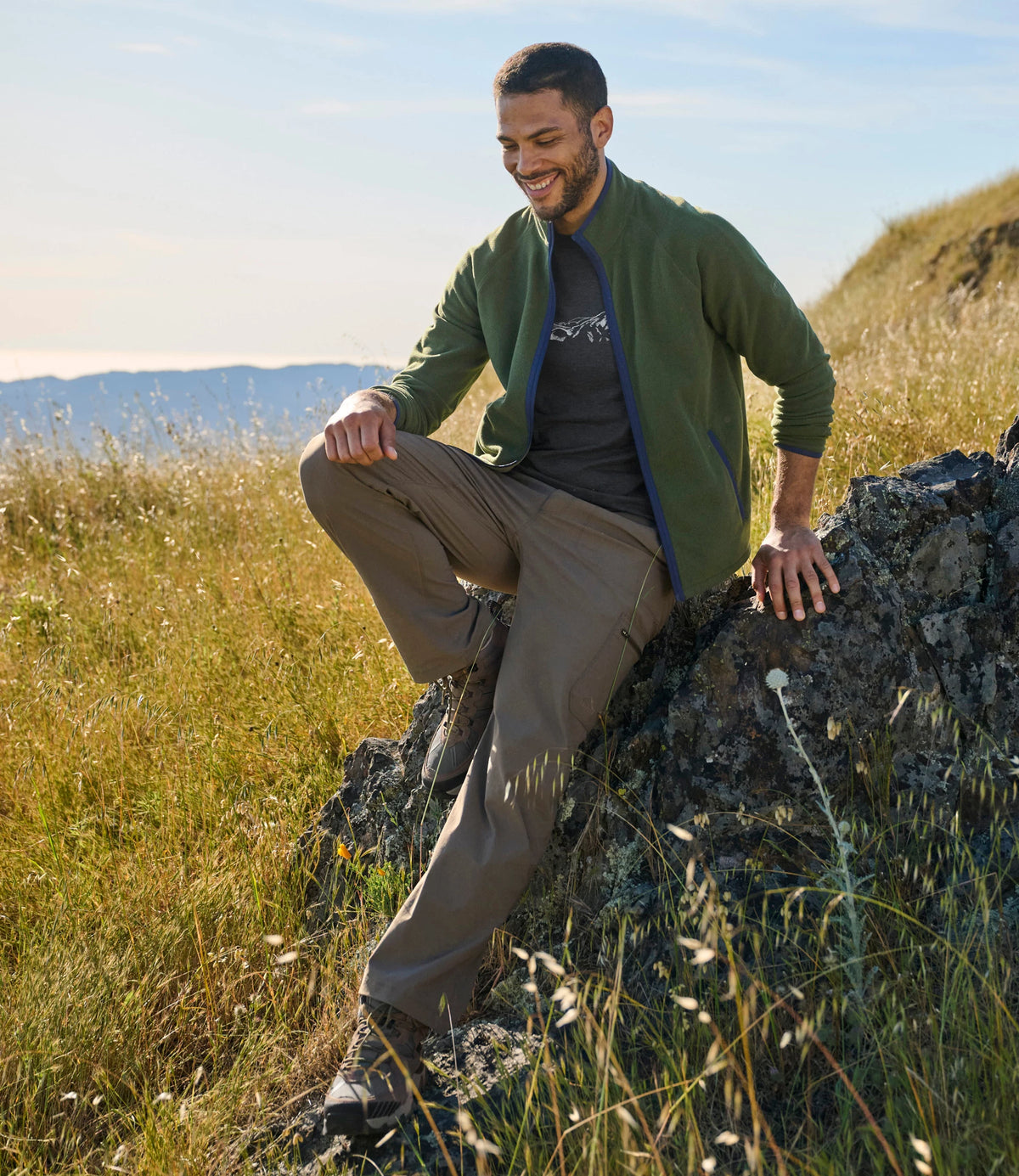 Men's Water-Resistant Hiking Pants - Gray
