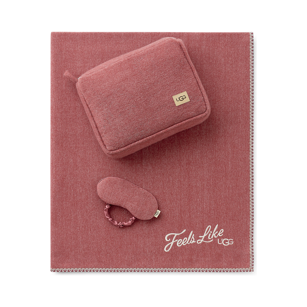 Faux Cashmere Travel Blanket Set - Coffee Berry