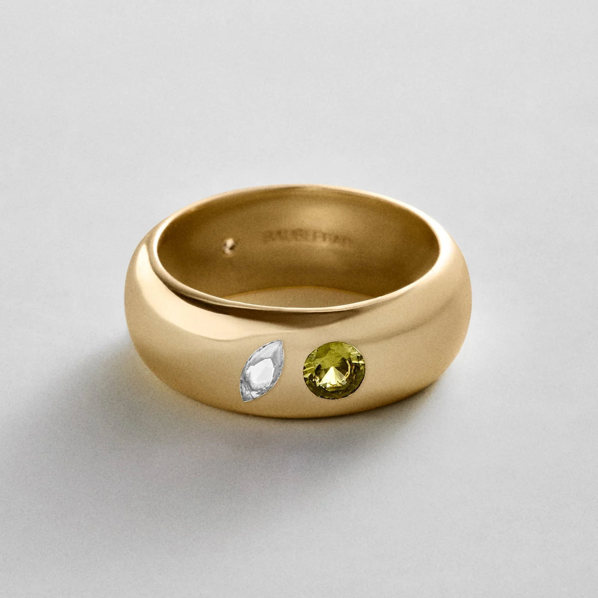 Custom Two-Stone Gold-Plated Band Ring