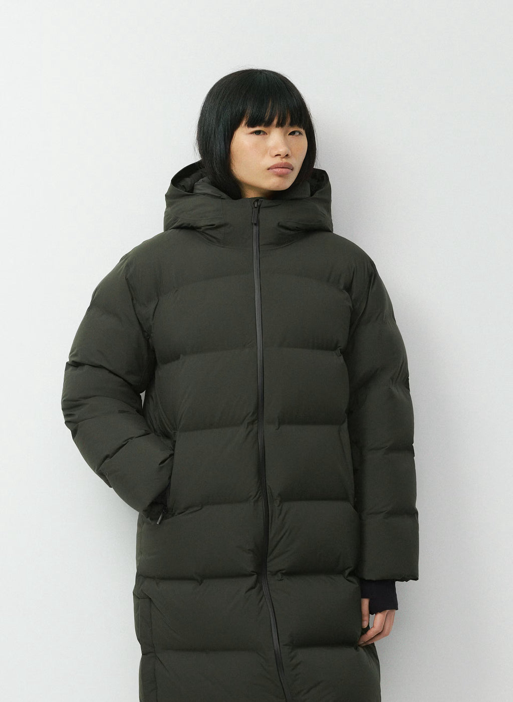 Waterproof Long Down Puffer Coat - Gray