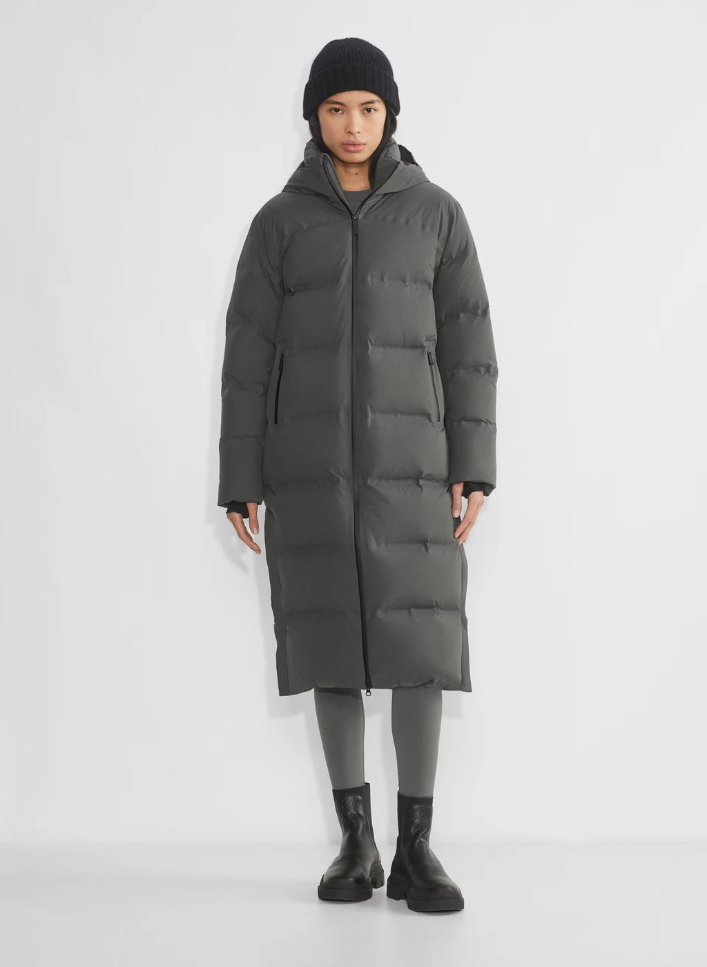 Waterproof Long Down Puffer Coat - Gray
