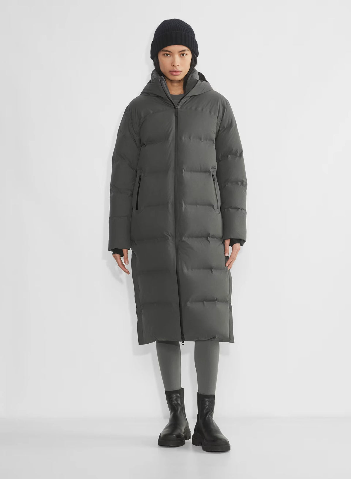Waterproof Long Down Puffer Coat - Gray