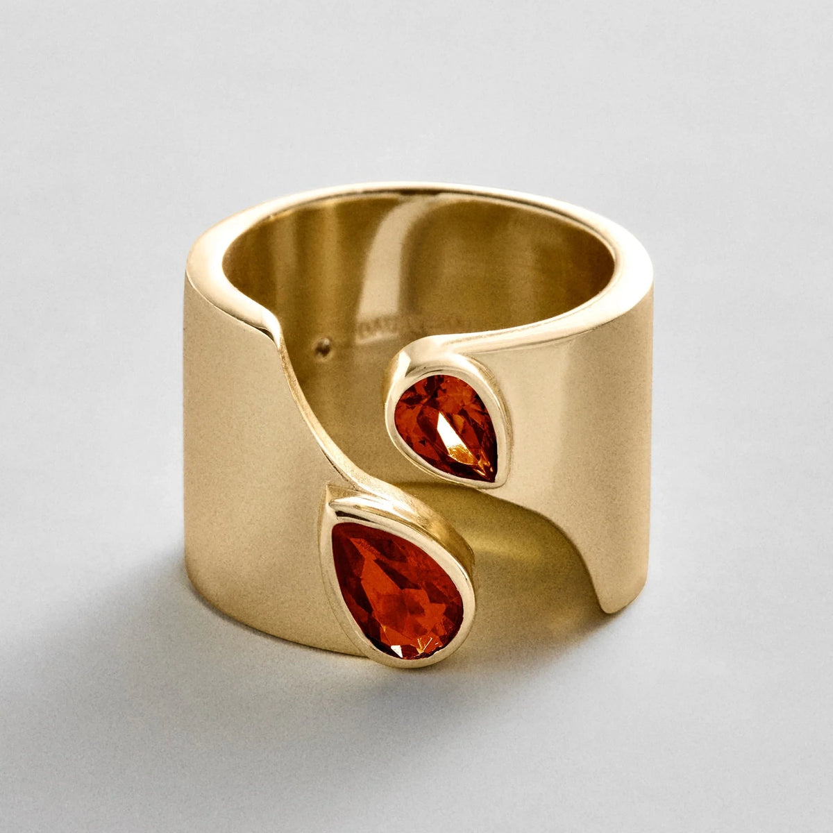 Personalized Two-Stone Open Band Ring - Gold