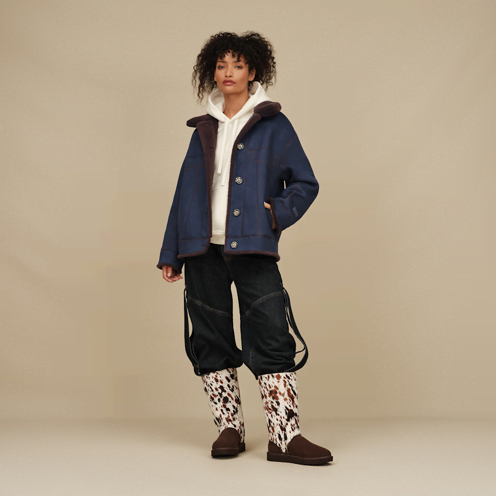 Women's Reversible Faux Suede Trucker Jacket