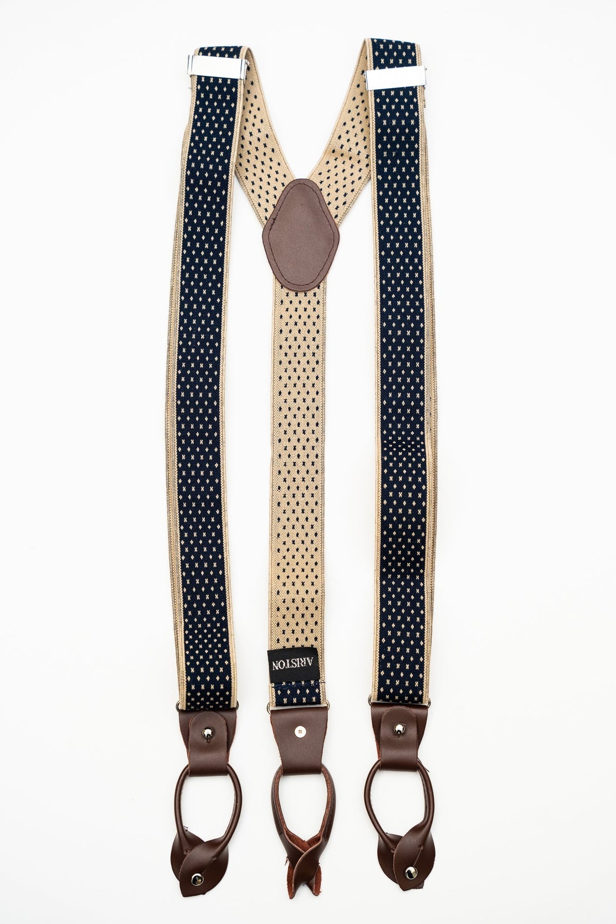 Men's Navy Tan Suspenders
