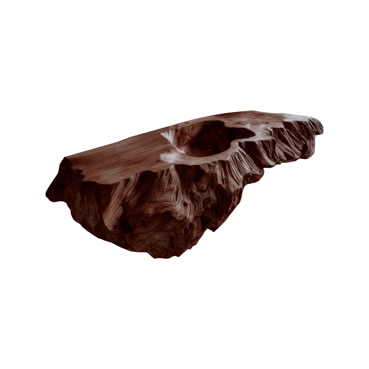 Carved Solid Hardwood Floating Bathroom Vanity with Integrated Sink in Dark Walnut finish