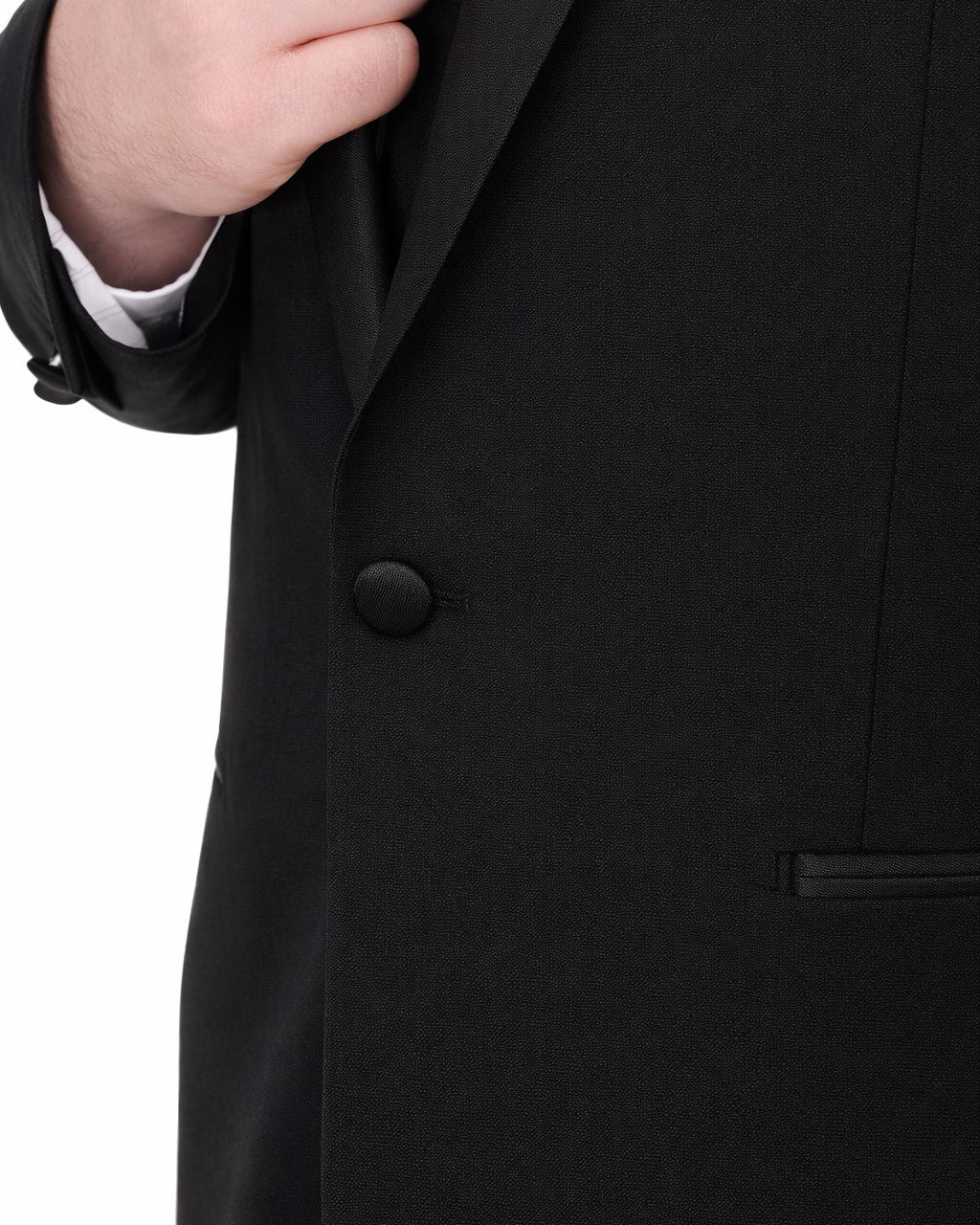 Men's Slim Fit Solid Black 1-Button Shawl Lapel Tuxedo