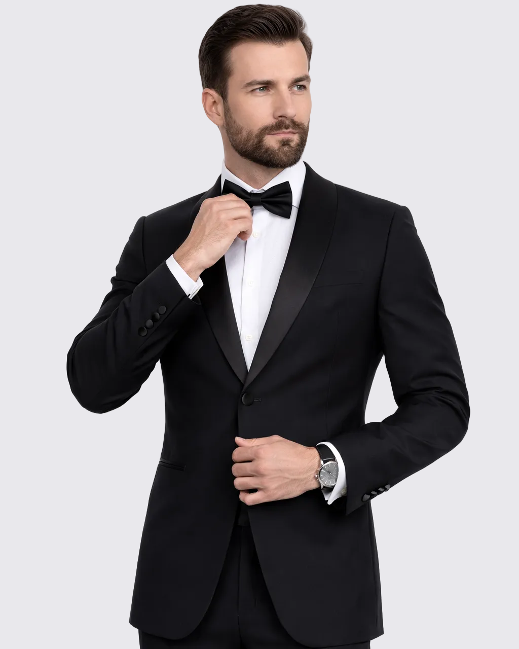 Men's Black Shawl Lapel Wool Slim Fit Tuxedo
